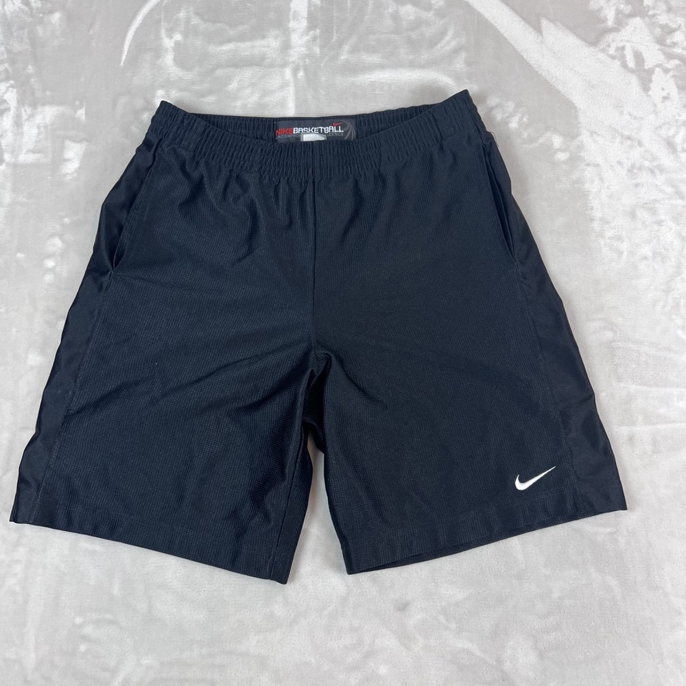 Y2K Nike Basketball Shorts Mens Large‎ Black Shiny Baggy Hip Hop Athletic Casual